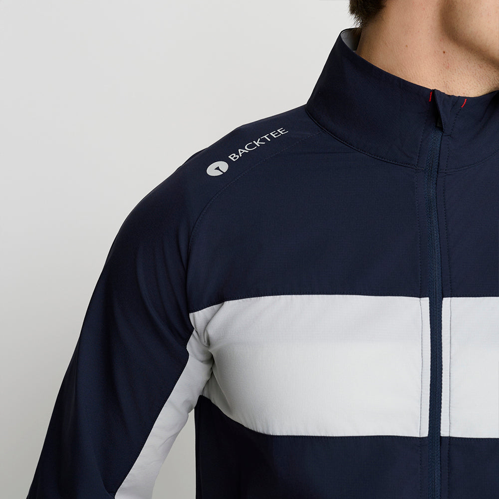 Men's Short Sleeve Stretch Windbreaker Jacket, Navy Blue