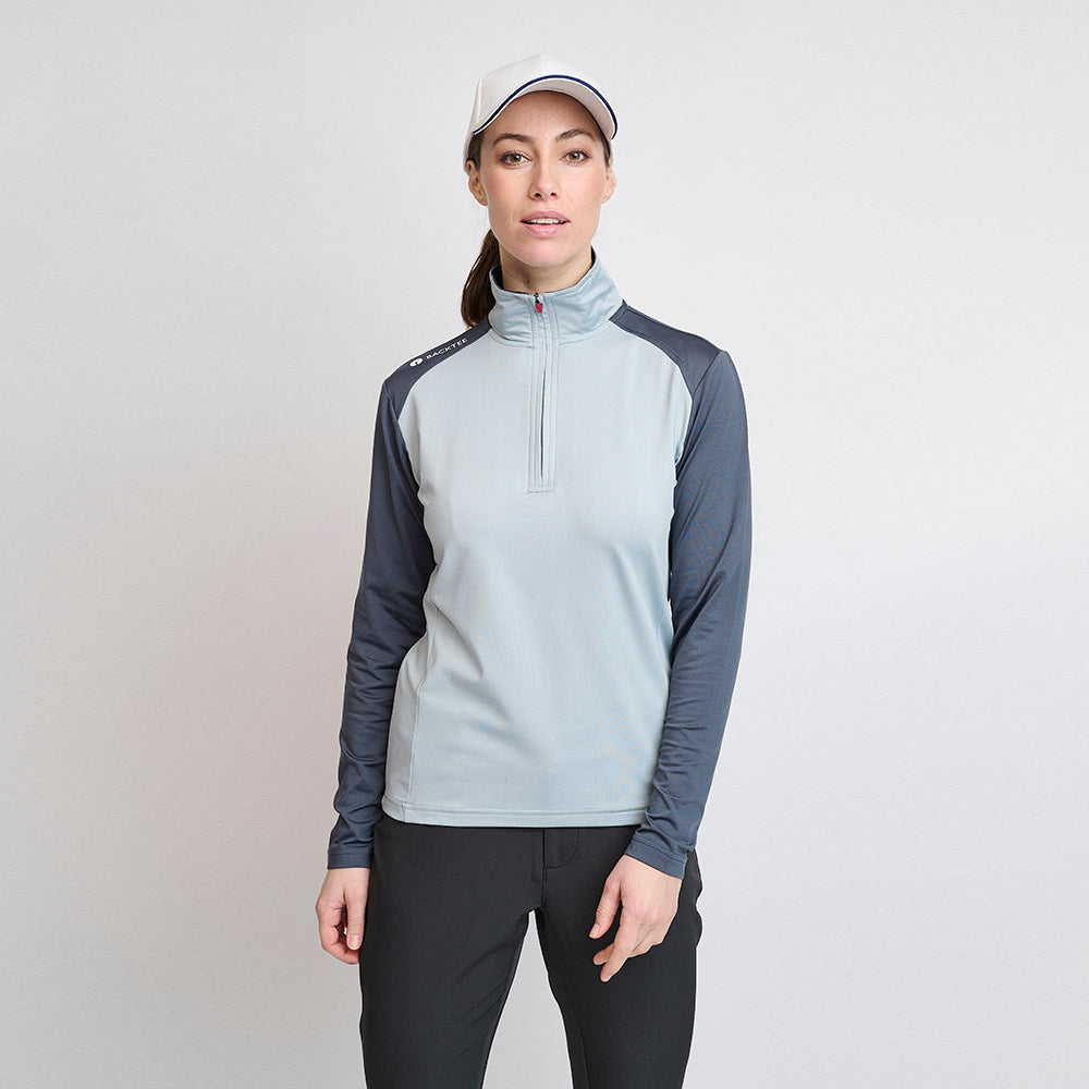 Ladies Zipneck Baselayer, Ombre Blue