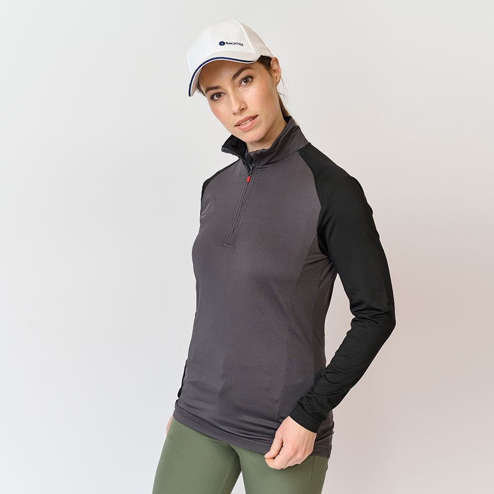 Ladies Zipneck Baselayer, Asphalt