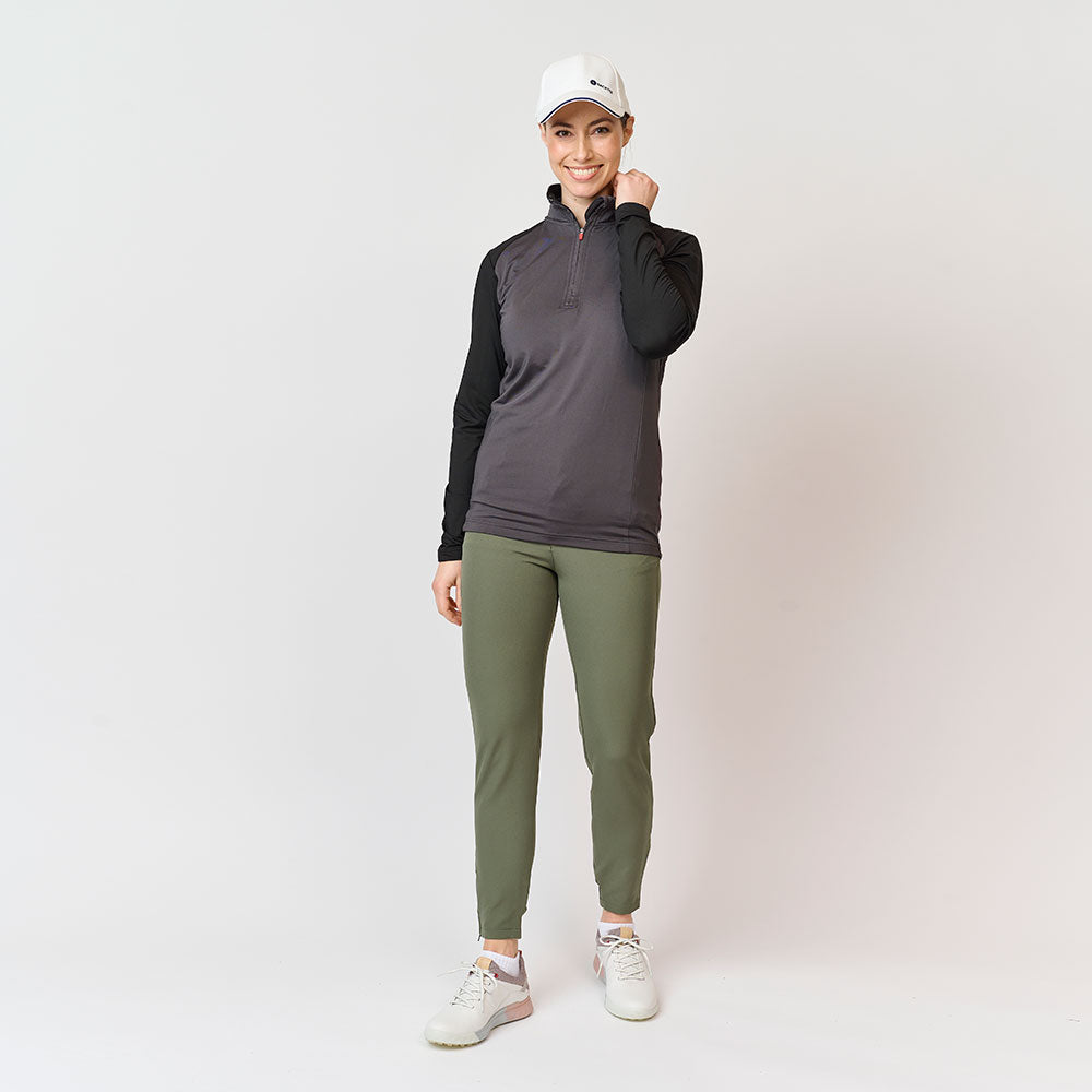 Ladies Zipneck Baselayer, Asphalt