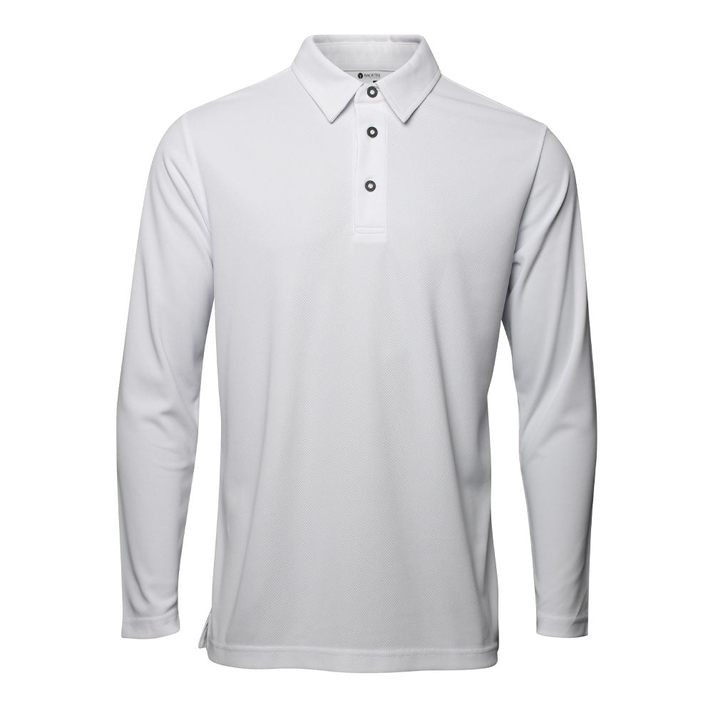 Mens Performance Long Sleeve Polo, White