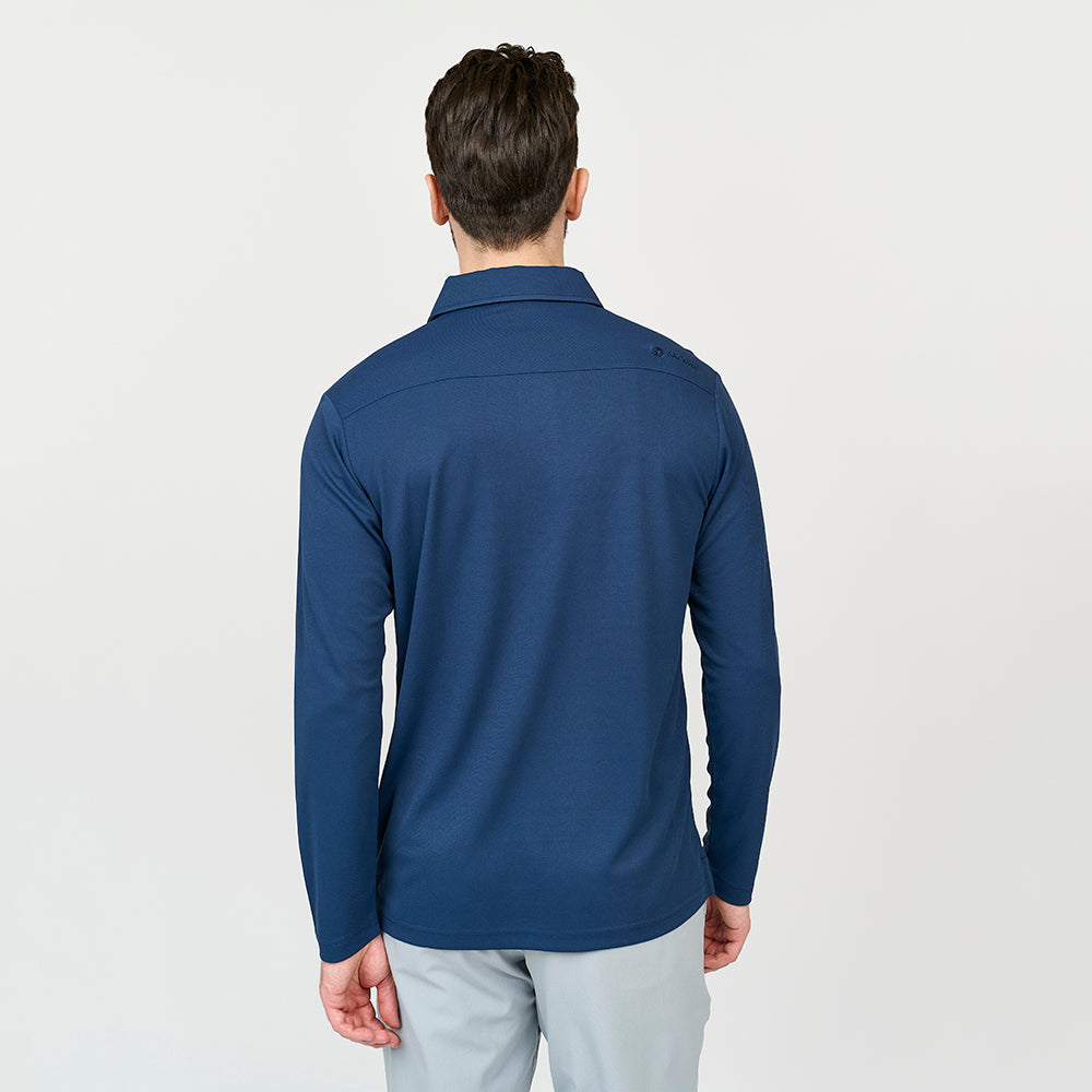 Mens Performance Long Sleeve Polo, Navy