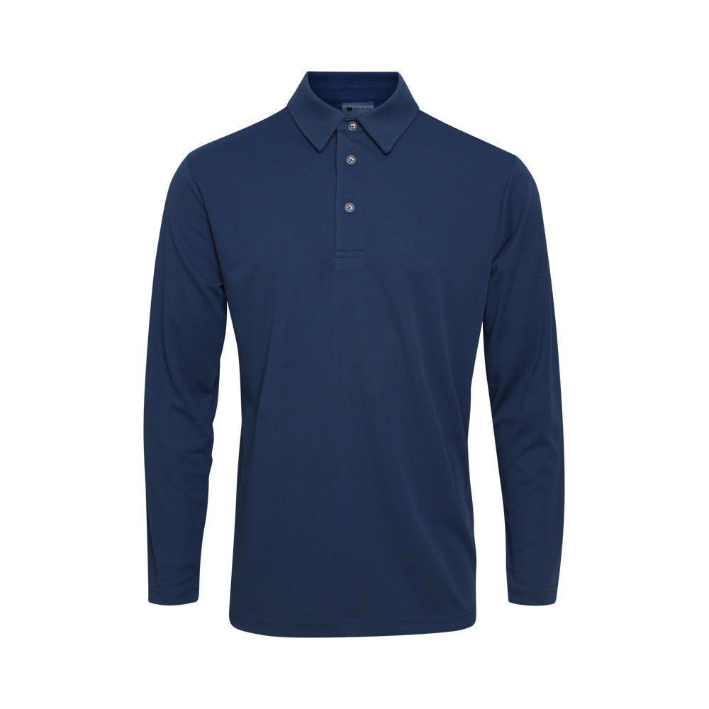 Mens Performance Long Sleeve Polo, Navy