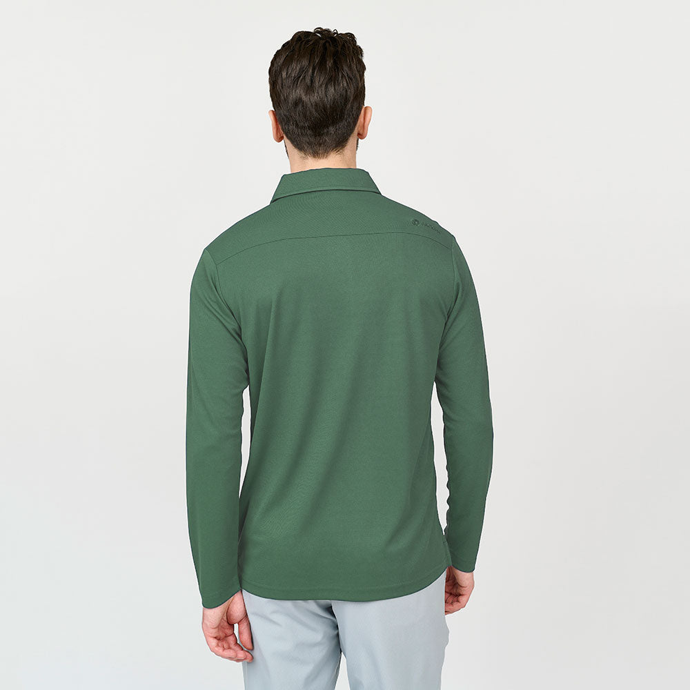 Mens Performance Long Sleeve Polo, Bistro Green