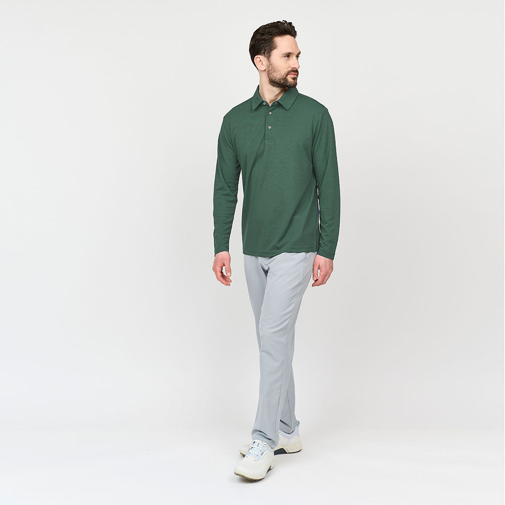 Mens Performance Long Sleeve Polo, Bistro Green