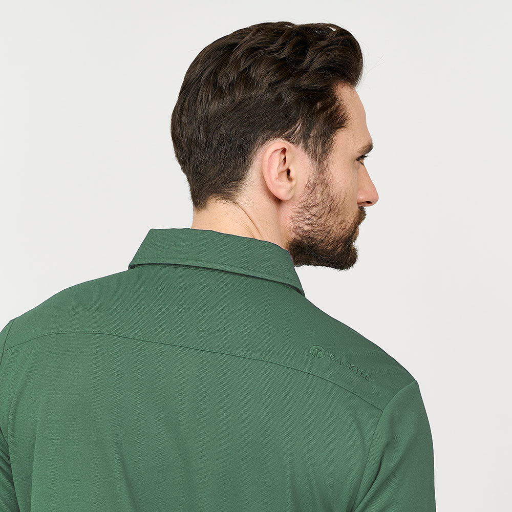 Mens Performance Long Sleeve Polo, Bistro Green