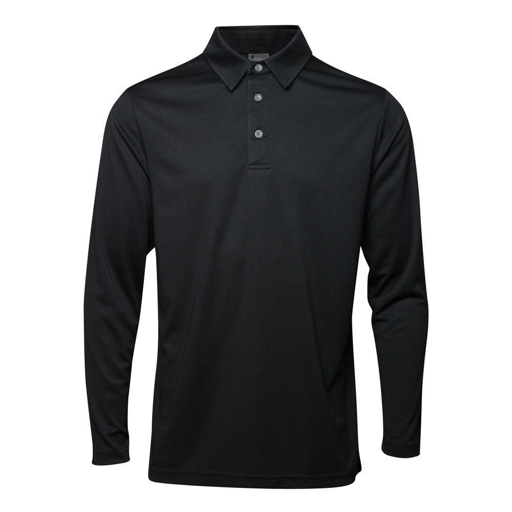 Mens Performance Long Sleeve Polo, Black