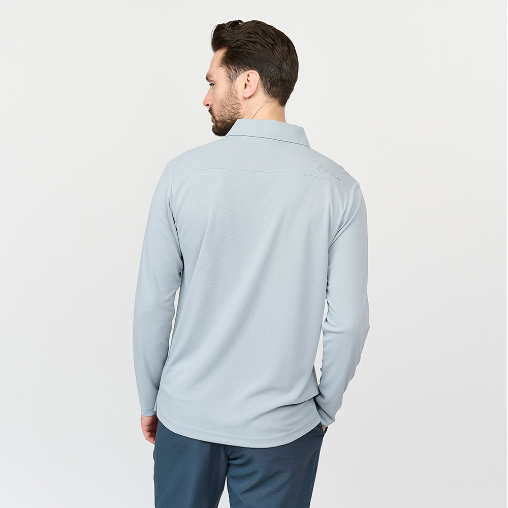 Mens Performance Long Sleeve Polo, Slate