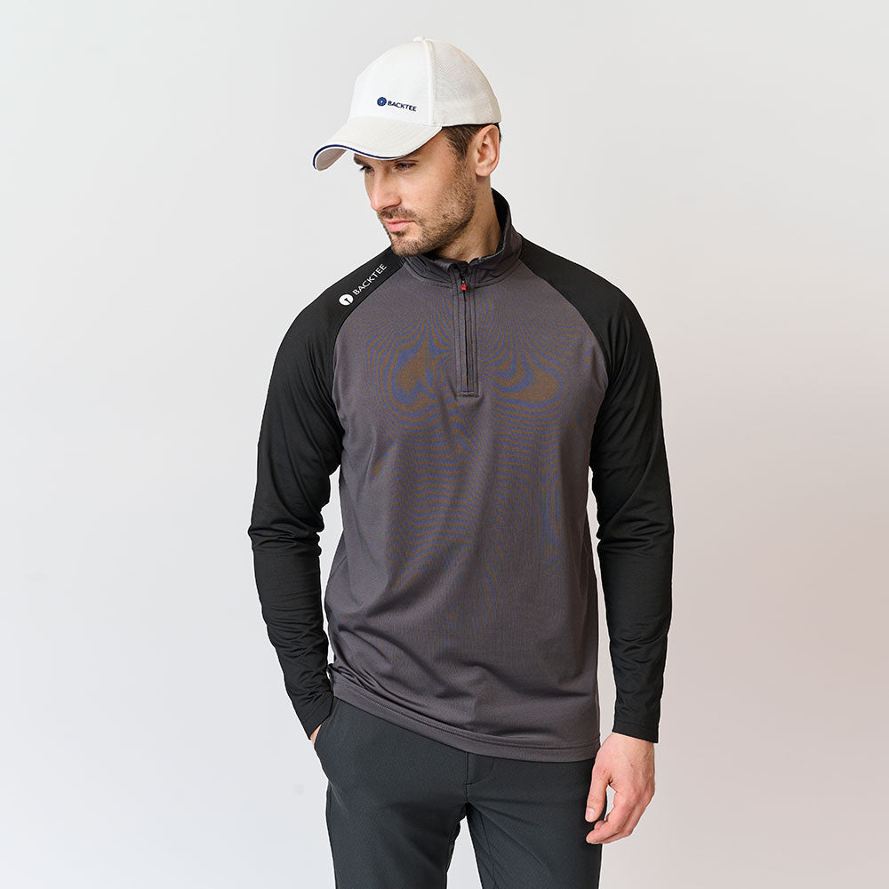 Mens Zipneck Baselayer, Asphalt