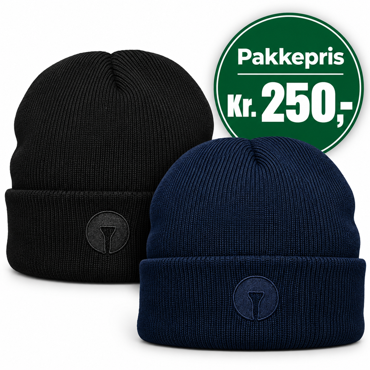 Gebreide muts, blauw/zwart